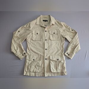 J Peterman Mens Small Khaki Safari Field Shirt Jacket Outdoor VTG